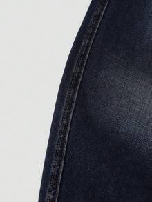 SHEIN Tween Girls Summer Washed Versatile Comfortable Retro Elastic Waist Drawstring Decor Loose Straight Leg Mid-Blue Denim Jeans - Medium Wash - View 9