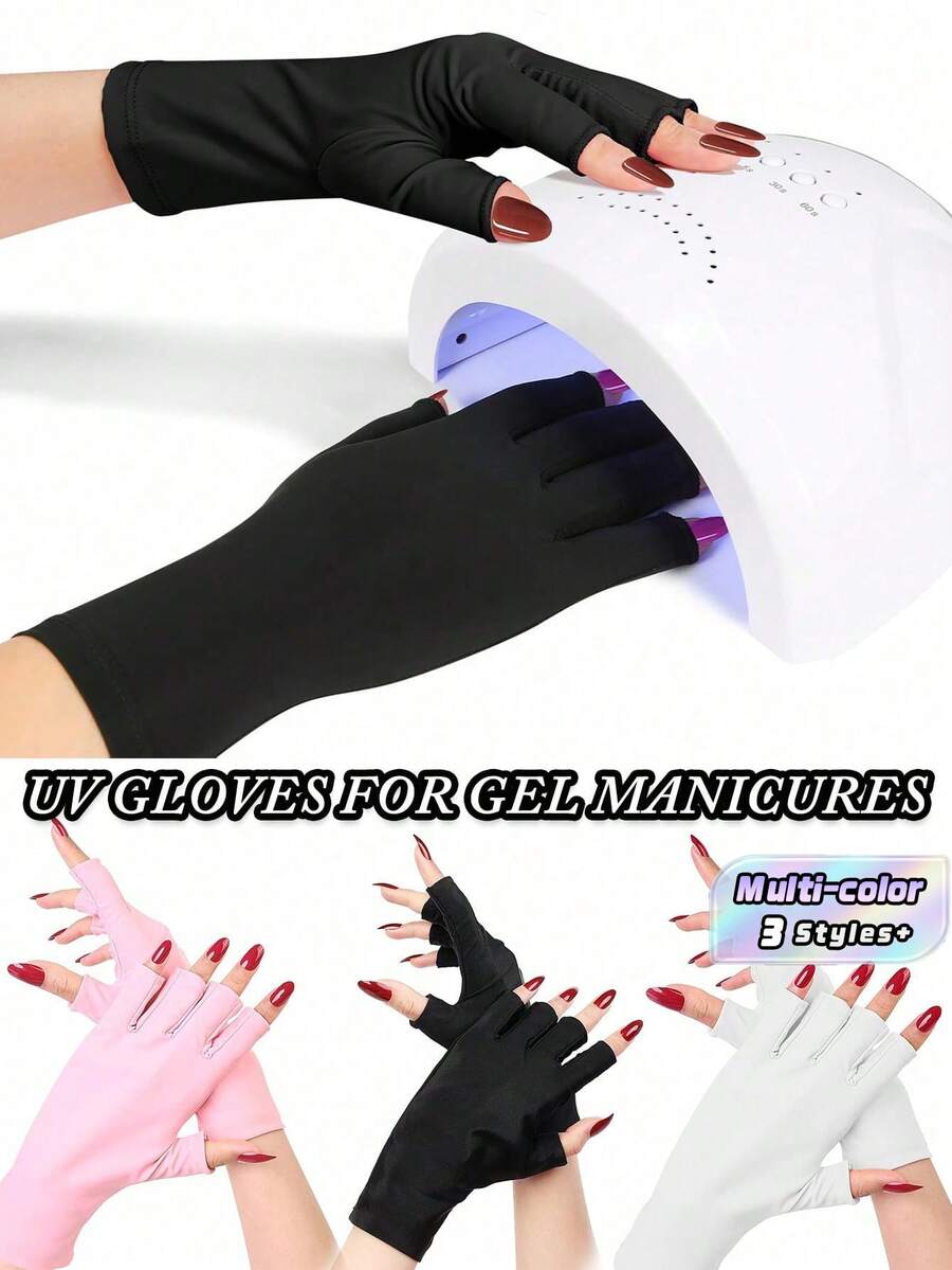 Găng tay chống tia UV cho móng tay - Găng tay hở ngón chống tia UV dùng cho đèn làm móng gel, bảo vệ khỏi bức xạ, dụng cụ làm móng chuyên nghiệp, vật tư làm móng nghệ thuật. - Nhiều màu - Xem 1
