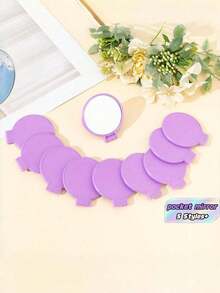 1/5/10/50/100pcs Handheld Small Mirror, Portable Makeup Mirror For Bags, Essential Travel Item, Dorm Room Makeup Mirror For Students - Mauve Purple - View 1