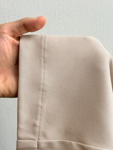 Maweii Pantalones cortos de talla grande versátiles, casuales y de moda con botones - Caqui - Ver 8