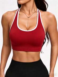 Gameset SHEIN Sport Seamless Knit Sports Bra With Removable Cup Lining For Women - Red - View 4