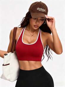 Gameset SHEIN Sport Seamless Knit Sports Bra With Removable Cup Lining For Women - Red - View 6