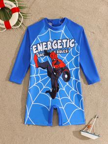 Young Boy Long Sleeve One-Piece Swimsuit, Summer - Multicolor - View 1