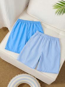 SHEIN 2 piezas Traje de baño para adolescentes varones - Celeste - Ver 2