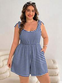 Solflare Mono de talla grande con lazo anudado, estilo vacacional, para primavera/verano - Azul - Ver 5