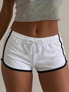 Attitoon 2pcs Women's Casual Shorts, Black & White, Suitable For Summer - Multicolor - View 5