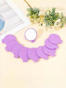 1/5/10/50/100pcs Handheld Small Mirror, Portable Makeup Mirror For Bags, Essential Travel Item, Dorm Room Makeup Mirror For Students - Mauve Purple - View 9