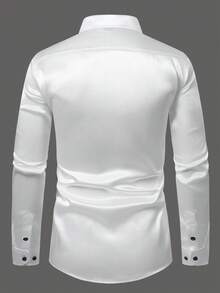 Manfinity AFTRDRK Áo sơ mi nam dài tay phối màu tương phản, kiểu dáng thường ngày, thoải mái và thời trang. - trắng - Xem 2
