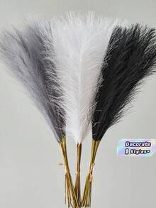 12/24pcs Faux Pampas Grass Artificial Reeds Large Tall Fluffy Artificial Fake Flower Bulrush Reed Grass Artificial Plants Boho Decor For Wedding Party Decoration, Home Living Room Bedroom Decor, Vase Arrangement, DIY Photoshoot Props Gifts Birthday Graduation,Fall Decor,Autumn - Multicolor - View 1