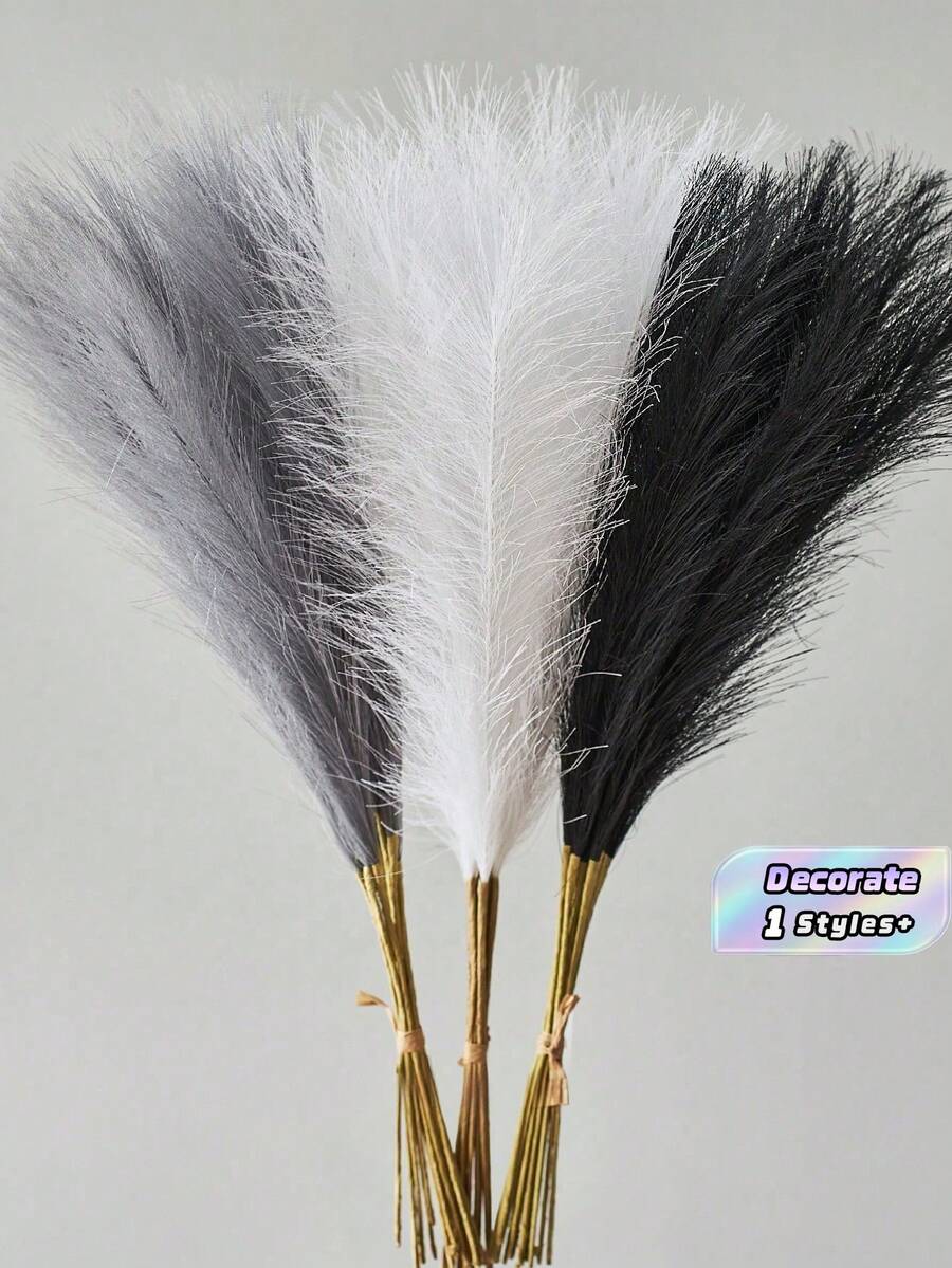 12/24pcs Faux Pampas Grass Artificial Reeds Large Tall Fluffy Artificial Fake Flower Bulrush Reed Grass Artificial Plants Boho Decor For Wedding Party Decoration, Home Living Room Bedroom Decor, Vase Arrangement, DIY Photoshoot Props Gifts Birthday Graduation,Fall Decor,Autumn - Multicolor - View 1