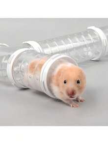 18 Piece Set Of Hamster, Sand Rat, And Guinea Pig Tunnel System With Lock Connecting Tube - Transparent PVC Modular Small Animal Cage, Easy To Assemble Hamster Tunnel For Training And Foraging - Suitable For Hamster Cages, Fish Tanks, Rodent Nests, Guinea Pig Supplies, Hamster Accessories - Multicolor - View 10