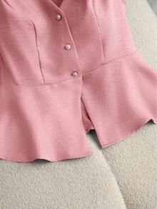 GlowEve Nueva camiseta de tirantes sin mangas con cuello en V y diseño de hebilla metálica minimalista y elegante que estiliza la cintura, para mujer, de verano - Rosa - Ver 4