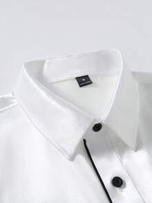 Manfinity AFTRDRK Áo sơ mi nam dài tay phối màu tương phản, kiểu dáng thường ngày, thoải mái và thời trang. - trắng - Xem 6