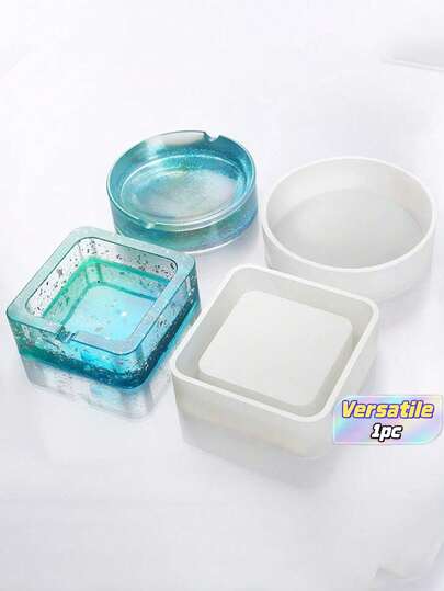 1~2 Khuôn silicon hình vuông tròn DIY Khuôn đựng gạt tàn Khuôn đúc nhựa Khuôn nhựa Epoxy pha lê
