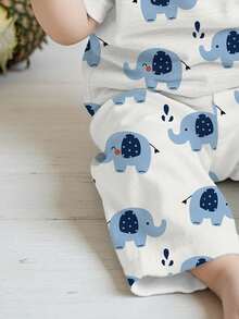 Baby Boy Cartoon Pattern Loose Casual Pajama Set, Suitable For Summer - Multicolor - View 4