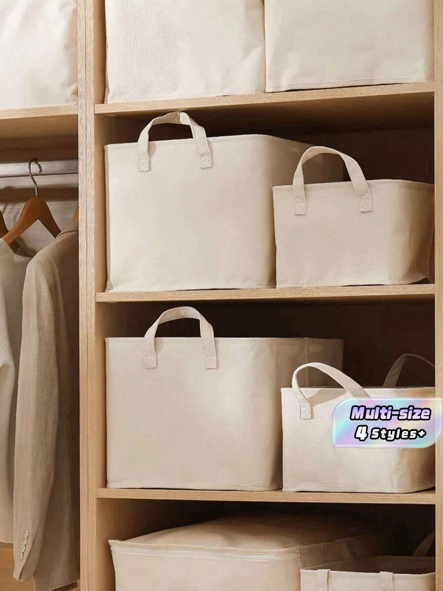 Thùng đựng đồ bằng vải có thể gấp gọn - Hộp đựng đồ trong tủ quần áo có thể thu gọn dùng để đựng quần áo, chăn ga, tất và đồ lót, hộp đựng đồ dưới gầm giường, giải pháp lưu trữ tối giản cho gia đình. - Màu be - Xem 1