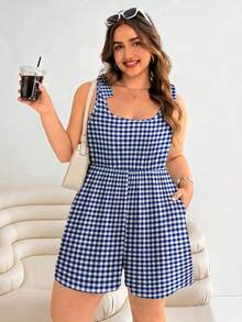 Solflare Mono de talla grande con lazo anudado, estilo vacacional, para primavera/verano - Azul - Ver 4