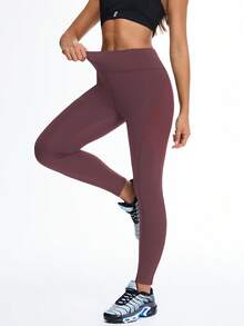 Eassivo Eassivo Women's Casual Versatile Elastic Pocket Sports Leggings - Burgundy - View 4