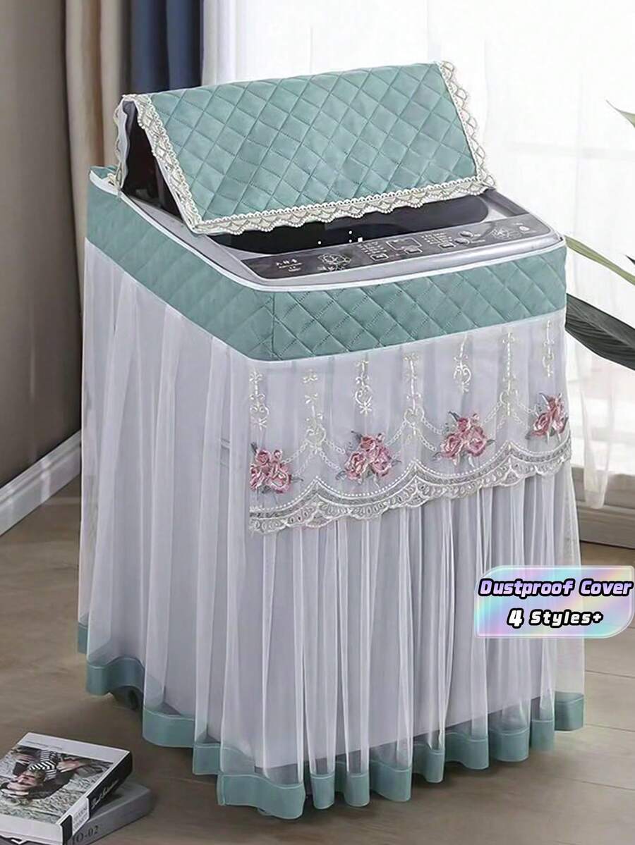 Lace Washing Machine Cover, Universal Thick Dustproof Cover For Automatic Washer, Protective Appliances Cover With Elastic Bottom, Home Laundry Room Decor - Multicolor - View 1