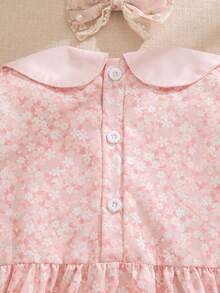 Souflis Souflis 2025夏季法式公主仙女風少女圓領刺繡花卉寬鬆甜美短袖洋裝 7歲生日 1歲生日 粉色 - 粉色 - 查看 9