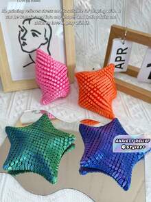 1 peça Estrela-do-mar com juntas móveis impressas em 3D para decoração relaxante e alívio da ansiedade. Disponível em várias cores (rosa e azul). Ideal para amantes do oceano, presente para família e amigos, perfeito para festas e eventos. Brinquedo divertido e criativo para decorar sua mesa. - Estrela-do-mar 3D - Ver 1