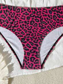 SHEIN Swim 2pcs Women's Fashionable Sexy Leopard Print Bandeau Bikini Set, Summer - Multicolor - View 8