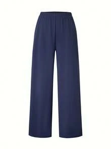 Teen Girls Navy Autumn Casual Family Matching Short Sleeve Crop Top & Pants Set,Soft Loose Design For Daily Outings,Campus Wear,Spring/Summer,Vacation - Navy Blue - View 6