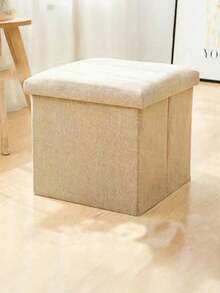 Multifunctional Foldable Cotton-Linen Storage Stool/Box/Organizer/Shoe Changer/Fabric Storage Bench/Adult Seating Option - Beige - View 7