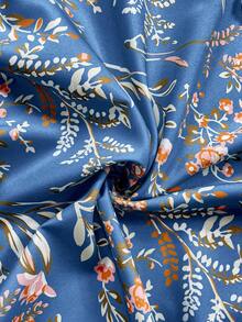 Breezaya Vestido de vacaciones con hombros descubiertos, volantes y estampado tropical para mujer de talla grande - Neblina azul - Ver 7