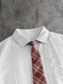 AXEPEAK Men's Short Sleeve Casual Summer Daily Versatile Button-Front Shirt - Beige - View 6