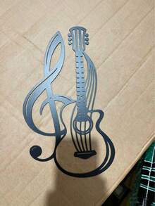 1pc Musical Note & Guitar Metal Wall Artwork, Black Iron Decorative Symbol Suitable For Living Room, Bedroom, Home, And Cafe, Farm Music Themed Wall Hanging, Housewarming Gift Gifts Birthday Graduation - Black - View 7