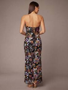 Silquee Women's Elegant Ruched Hem Beaded Embroidered Strapless Dress,Summer Dresses For Women - Multicolor - View 2
