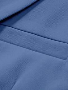 Manfinity Mode Men's Business Formal Solid Color Lapel Collar Suit Blazer And Pant Set For Ceremony - Dusty Blue - View 4