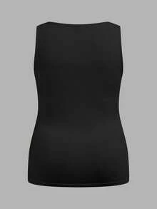 Slaydiva 2pcs/Set Casual Black & White Plus Size Women Camisole And Tank Top, Suitable For Summer Music Festivals - Black and White - View 6