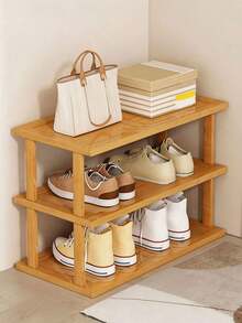 Elegant Multi-Tiered Bamboo Shoe Rack With A Natural Wood Grain Finish-Space-Saving, Easy To Assemble, And Suitable For Domes, Hallways, And Kitchens-Stylish Square Storage Racks Perfect For Sneakers, Heels, And Platform Shoes. - Multicolor - View 8