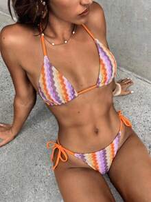 Aloruh Bộ bikini nữ mùa hè mới in họa tiết nhuộm tie-dye, đồ bơi gợi cảm cho các bữa tiệc âm nhạc, trang phục đi biển. - Nhiều màu - Xem 7