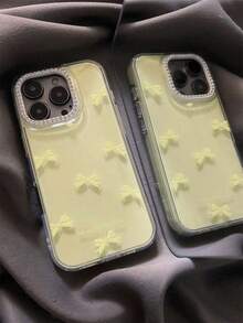 Luxury Rhinestone Lens Bow Phone Case Compatible With IPhone 17 16 15 14 Promax 13 Luxury Stylish Blingbling Protect Back Cover - Yellow - View 5