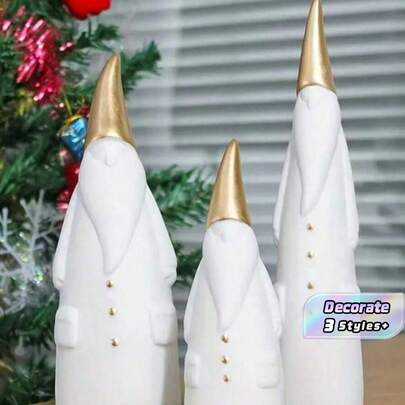 3 piezas Figura de cerámica de Papá Noel, adecuada para decorar mesas de salas de estar, habitaciones, hogares y espacios de vida, convirtiéndola en un regalo perfecto para seres queridos y amigos durante la temporada navideña.