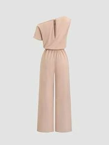 Sweetra Bộ jumpsuit nữ màu kaki thanh lịch, kiểu dáng không tay, có dây rút, ống đứng, thích hợp cho công sở, mùa xuân/hè. - Màu Khaki - Xem 2