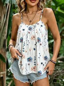 EMERY ROSE Áo tank top hai dây in họa tiết mùa hè mới dành cho nữ, kiểu dáng thường ngày, phù hợp đi nghỉ mát hoặc đi chơi, không tay. - Nhiều màu - Xem 7
