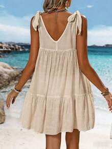 Swim Vcay Summer Outfits For Women Simple Solid Color Women's Sleeveless Cover Up For Daily Wear Summer - Apricot - View 2