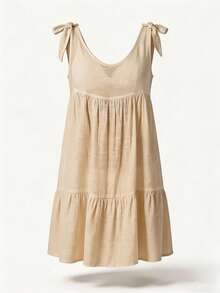 Swim Vcay Summer Outfits For Women Simple Solid Color Women's Sleeveless Cover Up For Daily Wear Summer - Apricot - View 7