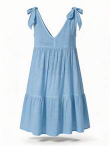 Swim Vcay Summer Outfits For Women Simple Solid Color Women's Sleeveless Cover Up For Daily Wear Summer - Blue - View 8