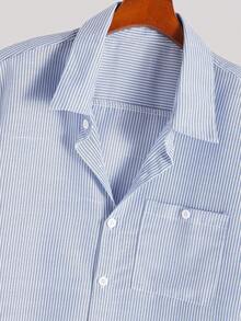 Manfinity Bizformal Men's Vertical Striped Short Sleeve Casual Formal Shirt, Ceremony - Multicolor - View 4