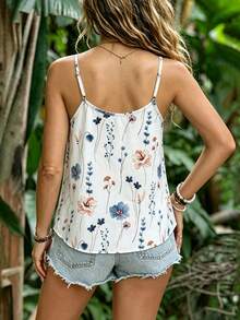 EMERY ROSE Áo tank top hai dây in họa tiết mùa hè mới dành cho nữ, kiểu dáng thường ngày, phù hợp đi nghỉ mát hoặc đi chơi, không tay. - Nhiều màu - Xem 2