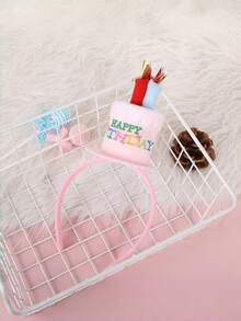 2Pcs Pet Birthday Party Set Includes Cake & Hat Decor, Pink & Blue, Gift For Dogs Puppies Party Decoration - Multicolor - View 5