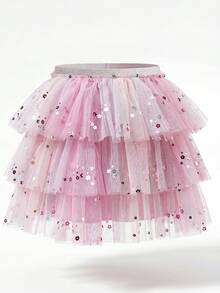 SHEIN Váy múa ba lê cổ điển bồng bềnh cho bé gái, thiết kế nhiều lớp vải tuyn mềm mại màu tím rực rỡ với cạp chun co giãn, chất liệu vải lưới thoải mái, kiểu dáng ngọt ngào như cổ tích, phù hợp cho tập múa ba lê, tiệc tùng và biểu diễn trên sân khấu, rất co giãn và nhẹ. - Hồng - Xem 8