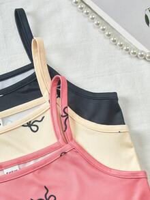 SHEIN Genkimix Kids Bộ 3 áo hai dây cổ điển tối giản, thoải mái và đa năng dành cho bé gái tuổi teen - Nhiều màu - Xem 3