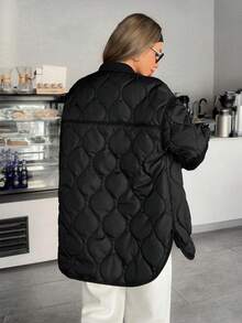 EURMUSE Black Quilted Jacket With High Collar And Zipper Closure - Black - View 2