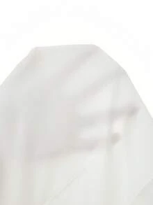 Mistrie 优雅通勤方领荷叶边短款衬衫 女式夏季花瓣袖镂空收腰独特设计精致纯白衬衫 - 白色 - 查看 9